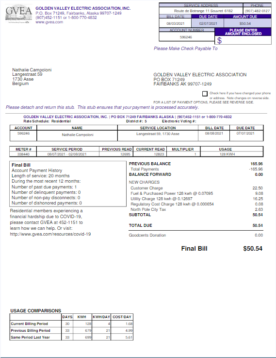  Minol USA business utility bill 